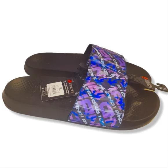 #286 New AND1 Mens 12 Crossover Lenticular Sport Slides Sandal Blue Purple Black - Picture 7 of 8